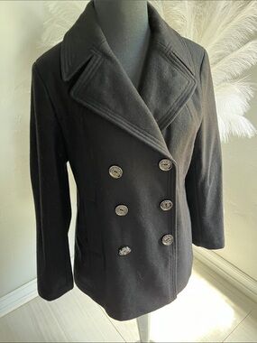 Kenneth Cole Reaction Black Double-Breasted Peacoat